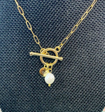 Pearl Toggle Necklace, Natural Pearl Jewelry, Gold or Silver Option, N6556