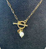 Pearl Toggle Necklace, Natural Pearl Jewelry, Gold or Silver Option, N6556