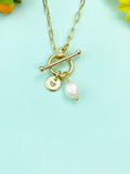 Pearl Toggle Necklace, Natural Pearl Jewelry, Gold or Silver Option, N6556