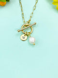 Pearl Toggle Necklace, Natural Pearl Jewelry, Gold or Silver Option, N6556
