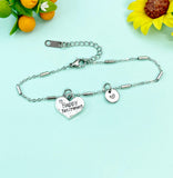 Happy Retirement Heart Charm Silver Bracelet, N965B