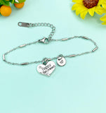 Happy Retirement Heart Charm Silver Bracelet, N965B