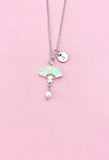 Folding Chinese Fan Shell Pearl Charm Gold Necklace, N6561