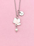 Butterfly Shell Pearl Charm Gold Necklace, Pink, N6563