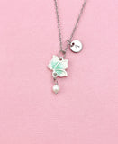 Butterfly Shell Pearl Charm Gold Necklace, Green, N6565