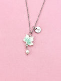 Butterfly Shell Pearl Charm Gold Necklace, Green, N6565