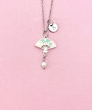 Folding Chinese Fan Shell Pearl Charm Necklace, Pink, N6566