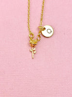 Tiny Rose Flower Charm Gold Necklace, N6568
