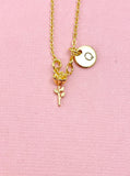 Tiny Rose Flower Charm Gold Necklace, N6568