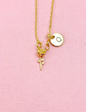 Tiny Rose Flower Charm Gold Necklace, N6568