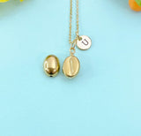 Gold Coffee Bean Charm Necklace Symbol of Connection & Warmth Gift for Friend Sister Mom or Coffee Lovers, N6572