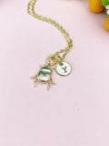 Scarab Bug Insect Charm Personized Gold or Silver Necklace, N4944N