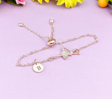 Rose Gold Ballet Bracelet Ballet Dance Charm, Personalized Customized Monogram Jewelry, AN344