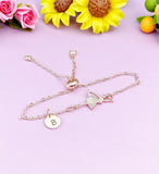 Rose Gold Ballet Bracelet Ballet Dance Charm, Personalized Customized Monogram Jewelry, AN344