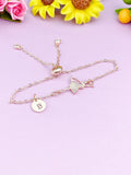 Rose Gold Ballet Bracelet Ballet Dance Charm, Personalized Customized Monogram Jewelry, AN344