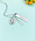 Personalized Baseball Necklace, Glove & Bat Charm, Sports Team Gift