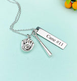 Personalized Baseball Necklace, Glove & Bat Charm, Sports Team Gift