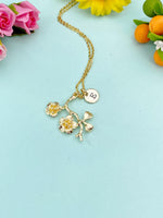 Cherry Blossom Flower Charm Gold Necklace, N2016