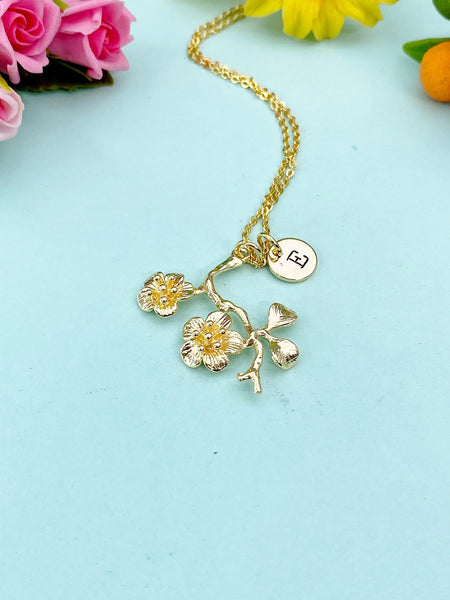 Cherry Blossom Flower Charm Gold Necklace, N2016