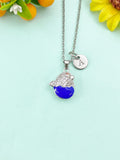 Hatching Chick Charm Necklace, Blue Baby Chick in the Shell, N6635