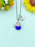 Hatching Chick Charm Necklace, Blue Baby Chick in the Shell, N6635