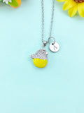 Hatching Chick Charm Necklace, Yellow Baby Chick in the Shell, N6635Y