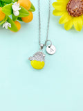 Hatching Chick Charm Necklace, Yellow Baby Chick in the Shell, N6635Y