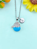 Hatching Chick Charm Necklace, Sky Blue Baby Chick in the Shell, N6635B