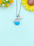 Hatching Chick Charm Necklace, Sky Blue Baby Chick in the Shell, N6635B