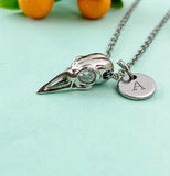 Raven Bird Skull Charm Necklace, Gothic Jewelry, N6642