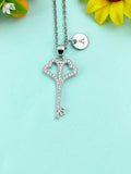Key Charm Necklace, Skeleton Key Jewelry, N6643