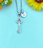 Key Charm Necklace, Skeleton Key Charm, N6643C