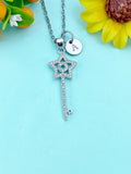 Key Star Charm Necklace, Skeleton Key Jewelry, N6643S
