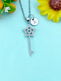 Key Star Charm Necklace, Skeleton Key Jewelry, N6643S