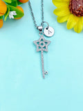 Key Star Charm Necklace, Skeleton Key Jewelry, N6643S