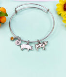 Silver Pig and Cow Charm Bracelet, AN1100