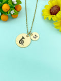French Horn Charm Necklace, Silver or Gold Stainless Steel Musician Necklace, D497
