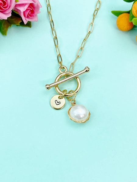 Pearl Necklace, Natural Pearl Jewelry, Gold or Silver Option, N6556P