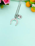 Silver Horseshoe Charm Necklace, Stainless Steel Necklace, Personalized Jewelry, N2271
