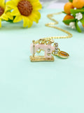 Gold Pink Sewing Machine Necklace, BN1066