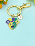 Gold Smile Happy Face Charm Keychain, School Music Theater Drama Mask Clown Jester Court Jester Joker Actor Theater Arts Gifts,N6652K