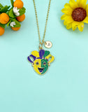 Gold Smile Happy Face Comedy Tragedy Drama Mask Charm Necklace, School Music Theater Arts Gifts, N6652