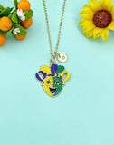 Gold Smile Happy Face Comedy Tragedy Drama Mask Charm Necklace, School Music Theater Arts Gifts, N6652