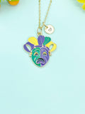 Gold Cried Sad Face Tragedy Drama Mask Charm Necklace, School Music Theater Drama Mask Clown Court Jester Joker Actor Arts Gifts, N6654