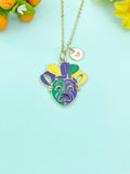 Gold Cried Sad Face Tragedy Drama Mask Charm Necklace, School Music Theater Drama Mask Clown Court Jester Joker Actor Arts Gifts, N6654