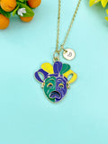 Gold Cried Sad Face Tragedy Drama Mask Charm Necklace, School Music Theater Drama Mask Clown Court Jester Joker Actor Arts Gifts, N6654
