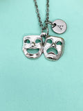 Smile Sad Face Comedy Tragedy Drama Mask Charm Necklace, School Music Theater Arts Gifts, N6655