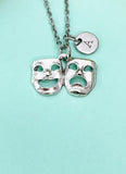 Smile Sad Face Comedy Tragedy Drama Mask Charm Necklace, School Music Theater Arts Gifts, N6655