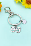 Comedy Tragedy Mask Keychain: Personalized Initial Charm, Theater Gift