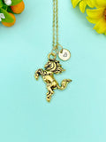 Bucking Bronco Horse Charm Gold Necklace, N6657